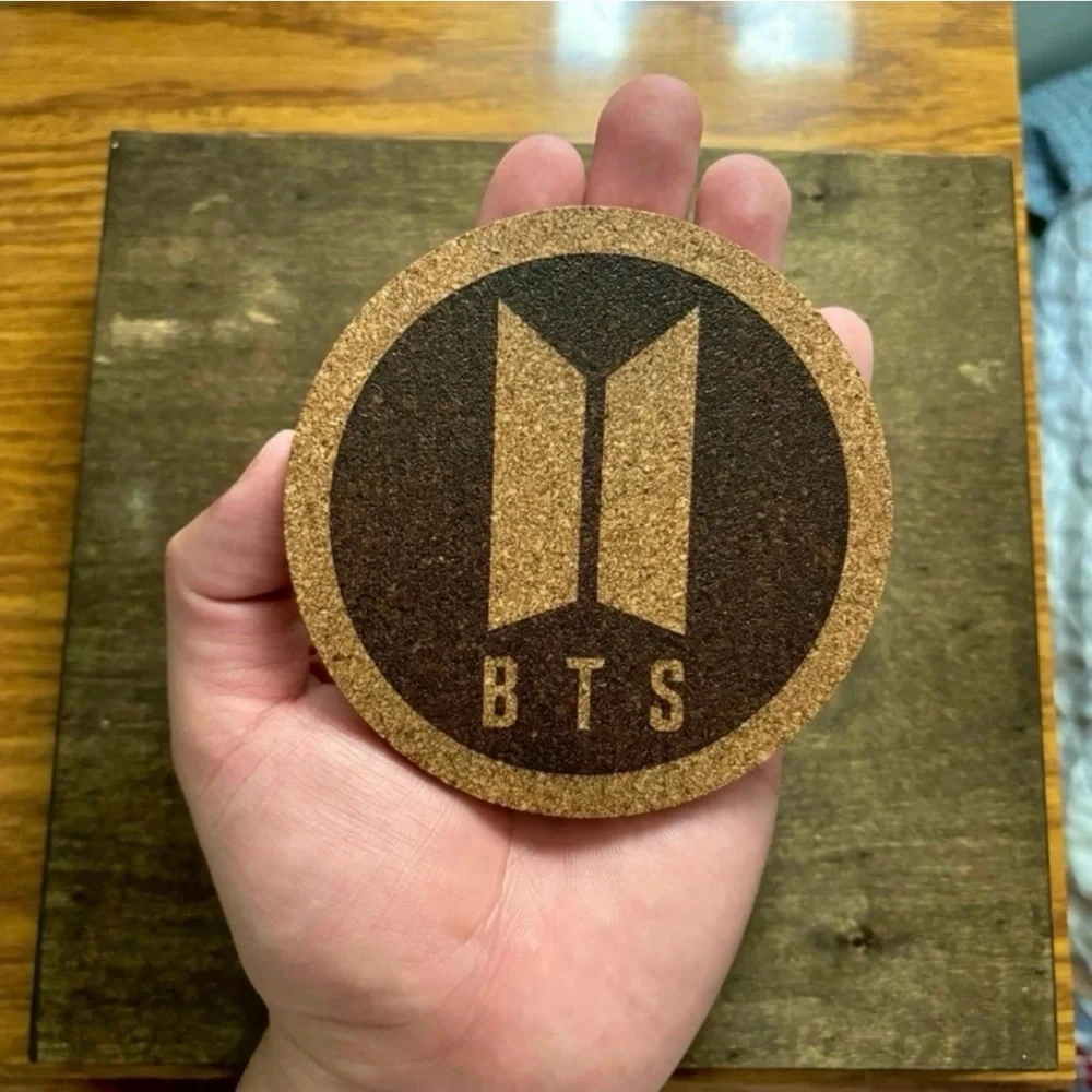 BTS Laser Engraved Cork Coasters Lot of 5